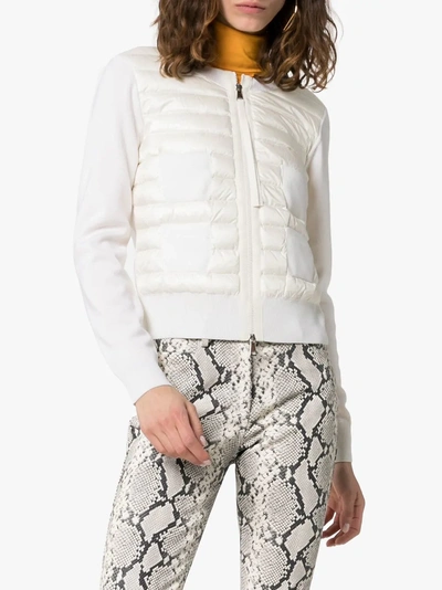 Shop Moncler Maglia Tricot Padded Bomber Jacket In 002  Bianco