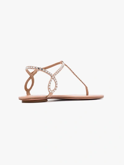 Shop Aquazzura Pink Almost Bare Leather Flat Sandals In Powder Pink