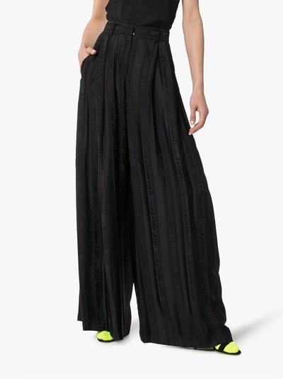 Shop Off-white Wide Leg Logo Trousers In Black