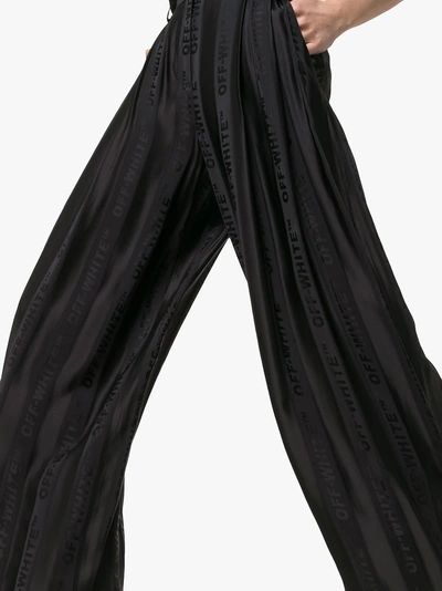 Shop Off-white Wide Leg Logo Trousers In Black