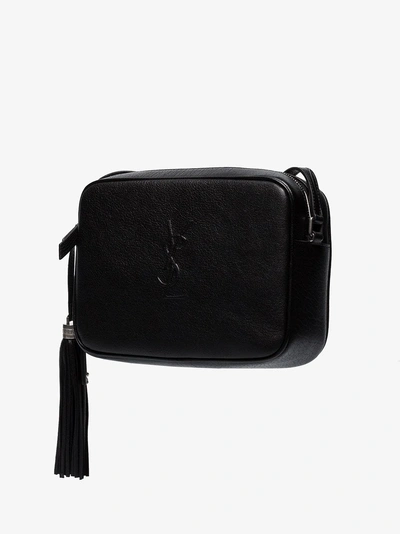 Shop Saint Laurent Black Lou Logo-embossed Leather Cross Body Bag
