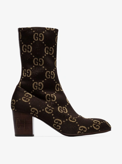 Shop Gucci Gg Logo Boots In Brown