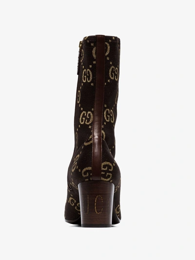 Shop Gucci Gg Logo Boots In Brown