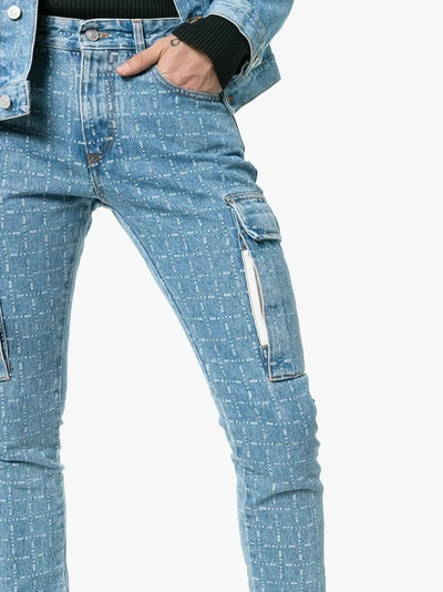 Shop Alyx 1017  9sm Logo Check Print Skinny Jeans In Blue