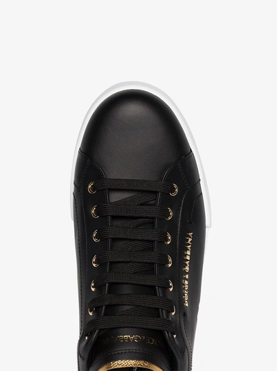 Shop Dolce & Gabbana Black Portofino Low-top Leather Sneakers