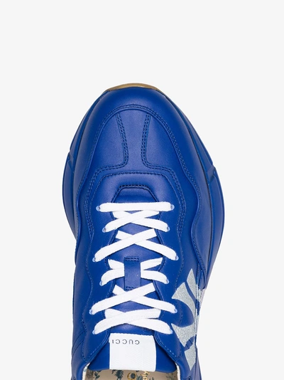 Gucci Men's Rhyton Sneaker With Ny Yankees™ Print In Blue | ModeSens