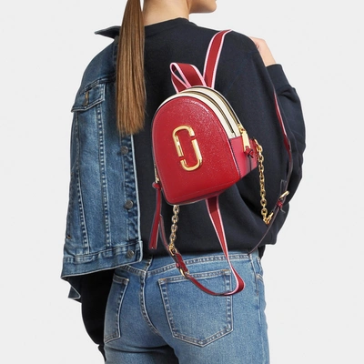 Shop Marc Jacobs | Mini Pack Shot Backpack In Red Leather With Polyur In Pink