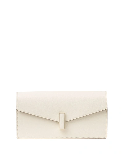 Shop Valextra Iside Leather Envelope Clutch Bag In White Pattern