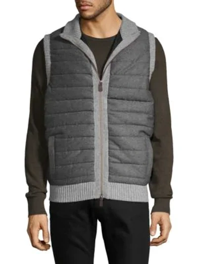 Shop Amicale Wool Cashmere Quilted Vest In Medium Grey