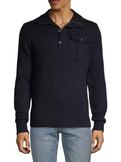 Shop Amicale Merino Wool Cashmere Quarter-zip Sweater In Navy