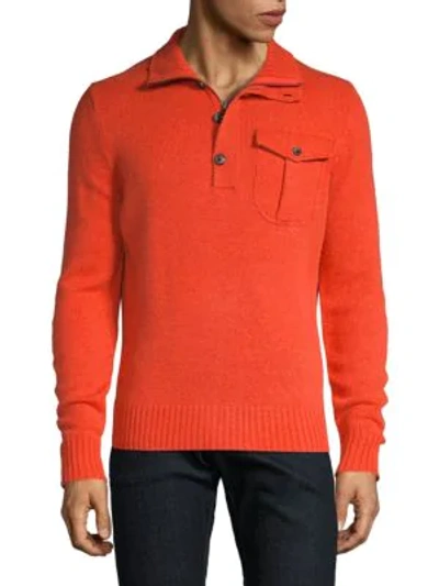 Shop Amicale Merino Wool Cashmere Quarter-zip Sweater In Orange
