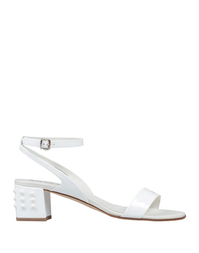 Shop Tod's Woman Sandals White Size 7.5 Soft Leather