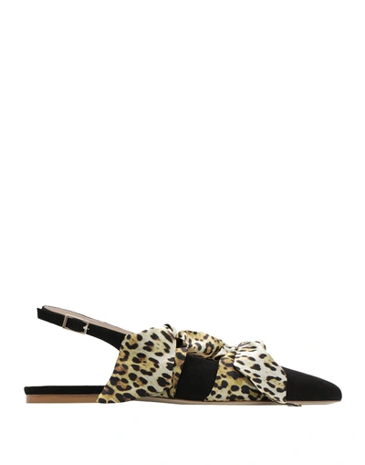 Gia Couture Eva Ballerina Flat Sandals In Black