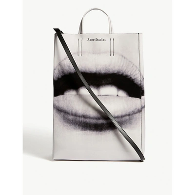 Shop Acne Studios Baker Lips Tote Bag In Black/white