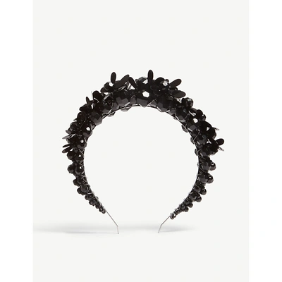 Shop Simone Rocha Floral Crystal Tiara In Jet