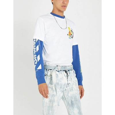 Shop Off-white Bart Peace-print Cotton-jersey T-shirt In White