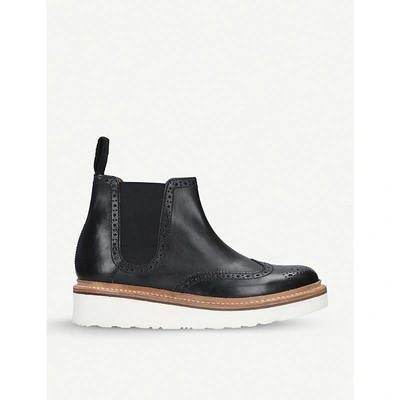 Shop Grenson Alice Leather Wedge Boots In Black