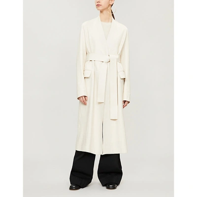 Shop The Row Jumo Belted Leather Coat In Eggshell