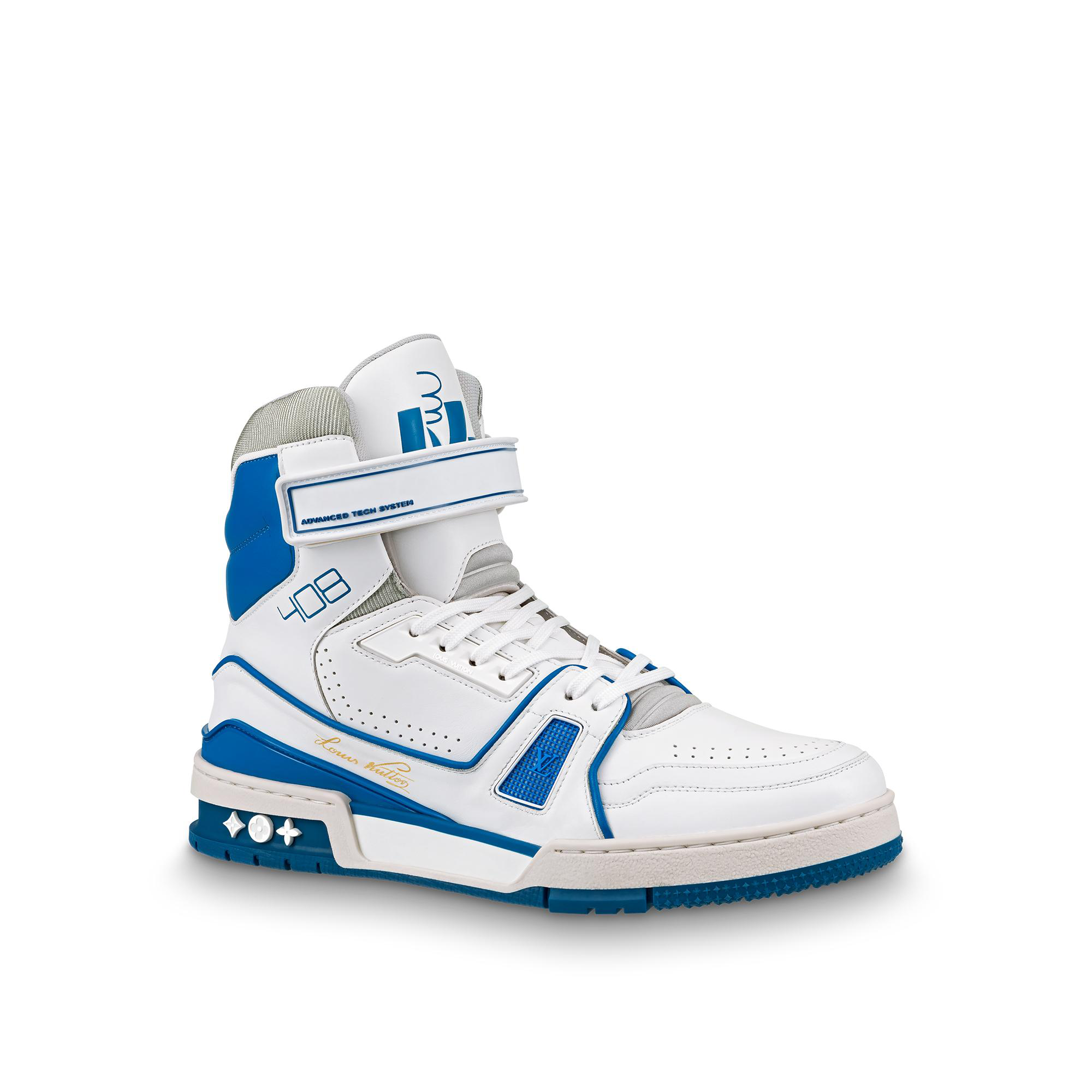 Louis Vuitton Lv Trainer Sneaker Boot High White Blue In White/Blue | ModeSens