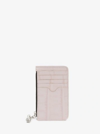 Shop Alexander Mcqueen Zipped Card Holder In Pale Rose