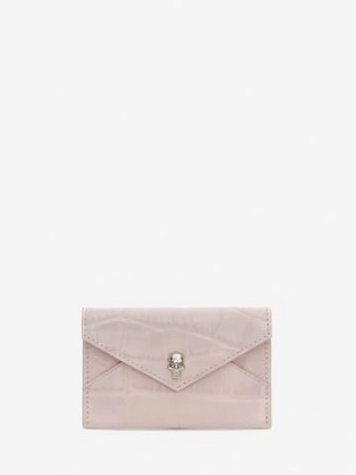 Shop Alexander Mcqueen Skull Envelope Card Holder In Pale Rose