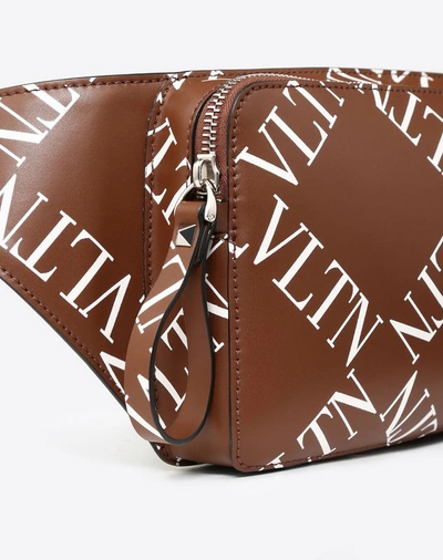 Shop Valentino Garavani Uomo Leather Vltn Grid Belt Bag Man Brown 100% Bovine Leather Onesize
