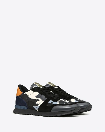 Shop Valentino Garavani Uomo Camouflage Rockrunner Sneaker In Gray/multicolor