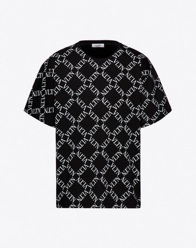 Shop Valentino Uomo T-shirt With Vltn Grid Print In Black