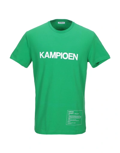 Shop Bikkembergs Man T-shirt Green Size M Cotton, Elastane