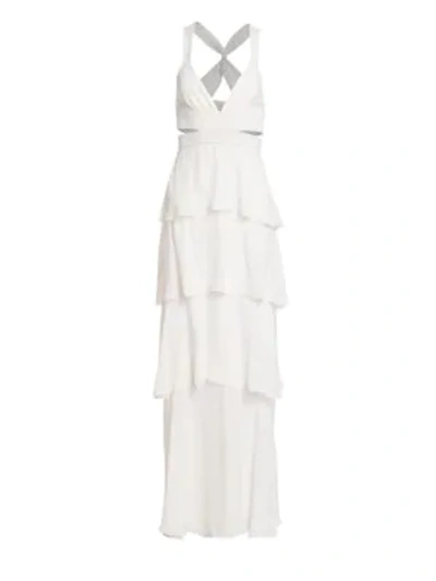 Shop A.l.c Lita Silk Tiered Ruffle Maxi Dress In Eggshell