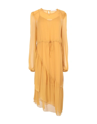 Shop See By Chloé Woman Midi Dress Ocher Size 4 Viscose In Yellow