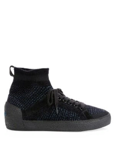 Shop Ash Ninja Kmere Tweed Sock Sneakers In Black Teal