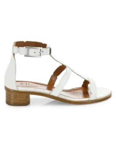 Shop Aquatalia Rise Scalloped Leather Gladiator Sandals In White
