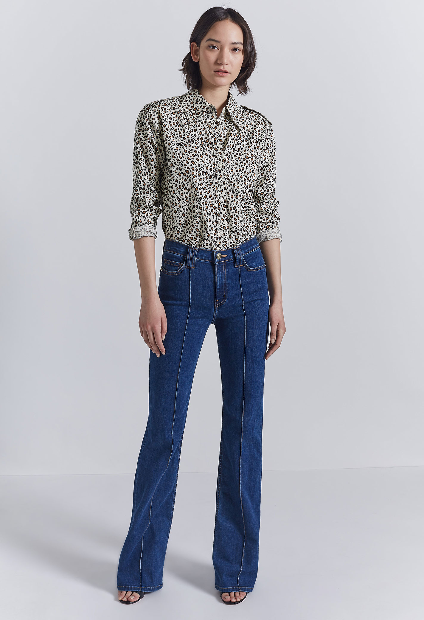 Current Elliott The Sal Shirt With Epaulettes In Jagged Leopard | ModeSens