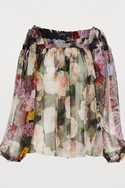 Shop Dolce & Gabbana Hortensia Silk Blouse In Multi