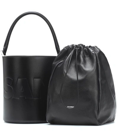 Shop Jil Sander Leather Bucket Bag In Black