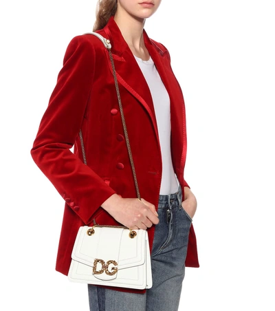 Shop Dolce & Gabbana Dg Amore Leather Shoulder Bag In White