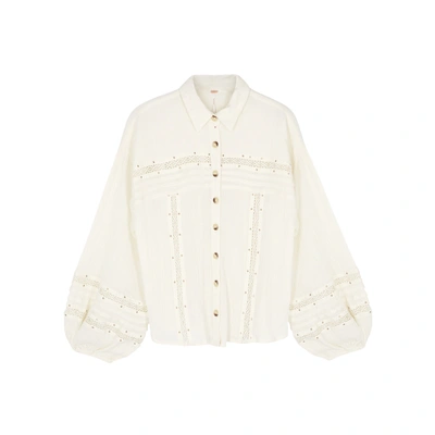 Shop Free People Summer Stars Cotton-blend Shirt In Ivory