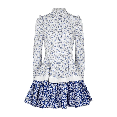Shop Alexander Mcqueen Floral-print Cotton Mini Dress
