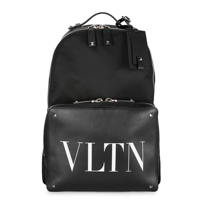 Shop Valentino Black Vltn-print Backpack