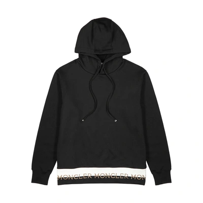 Shop Moncler Black Logo Hooded Cotton Sweatshirt