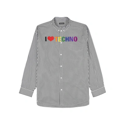 Shop Balenciaga Striped Embroidered Cotton Shirt