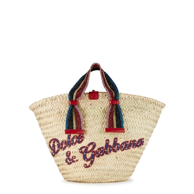 Shop Dolce & Gabbana Woven Palm Tote In Natural