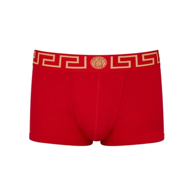 Shop Versace Red Stretch-cotton Boxer Trunks