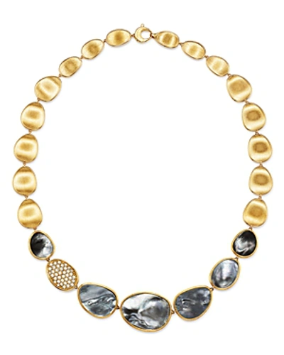 Shop Marco Bicego 18k Yellow Gold Lunaria Black Mother-of-pearl & Diamond Collar Necklace, 16.5 In Gray/gold