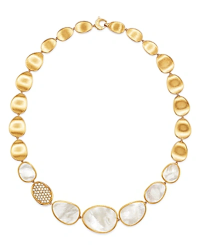 Shop Marco Bicego 18k Yellow Gold Lunaria Mother-of-pearl & Diamond Collar Necklace, 16.5 In White/gold