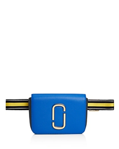 Shop Marc Jacobs Hip Shot Leather Convertible Belt Bag In Dazzling Blue/gold
