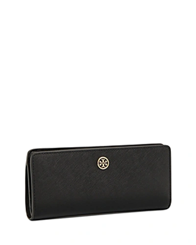 Shop Tory Burch Robinson Slim Saffiano Leather Wallet In Black