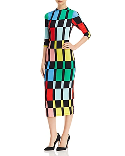 Shop Alice And Olivia Alice + Olivia Delora Geometric Print Midi Dress In Colorblock