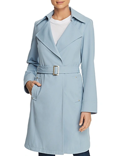Shop Vince Camuto Belted Crepe Trench Coat In Dusty Blue